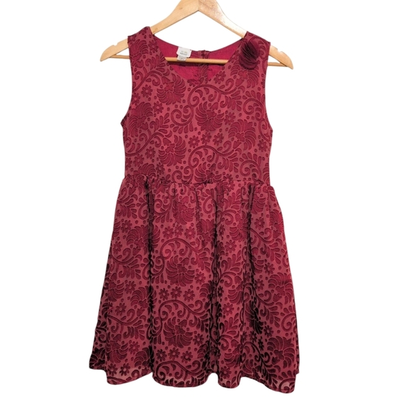 4/$12 Special Editions Floral Velvet Embossed Burgundy Kids Dress Size XL - Picture 1 of 10